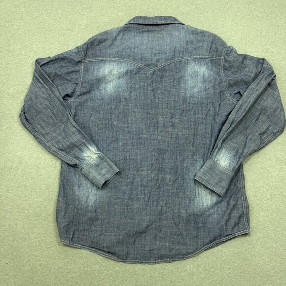 Wrangler Retro Pearl Snap Shirt Mens 2XL Blue Long Sleeve Denim Western Button - Picture 6 of 6